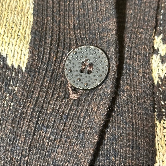 Green 3 Dog Puppy Paw Pattern Knit Cardigan Sweater Small Made in USA - Picture 7 of 12